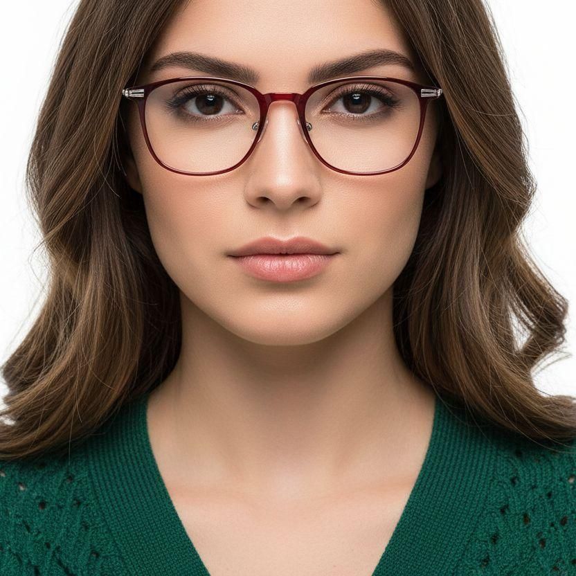 Lunettes rectangulaires rouges TR90 #BS0406-0142
