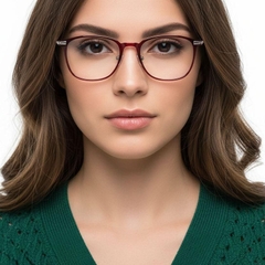 Lunettes rectangulaires rouges TR90 #BS0406-0142
