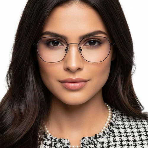 Gafas geométricas de metal negro #BS0406-0144