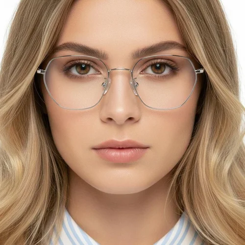 Lunettes géométriques en métal argenté #BS0406-0148