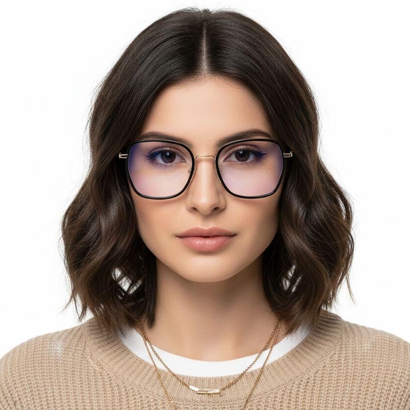 Gafas geométricas de metal dorado #BS0406-0158