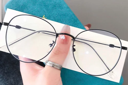 Lunettes ovales en métal noir #BS0406-0163