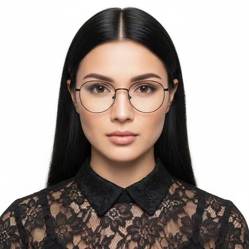 Lunettes ovales en métal noir #BS0406-0163