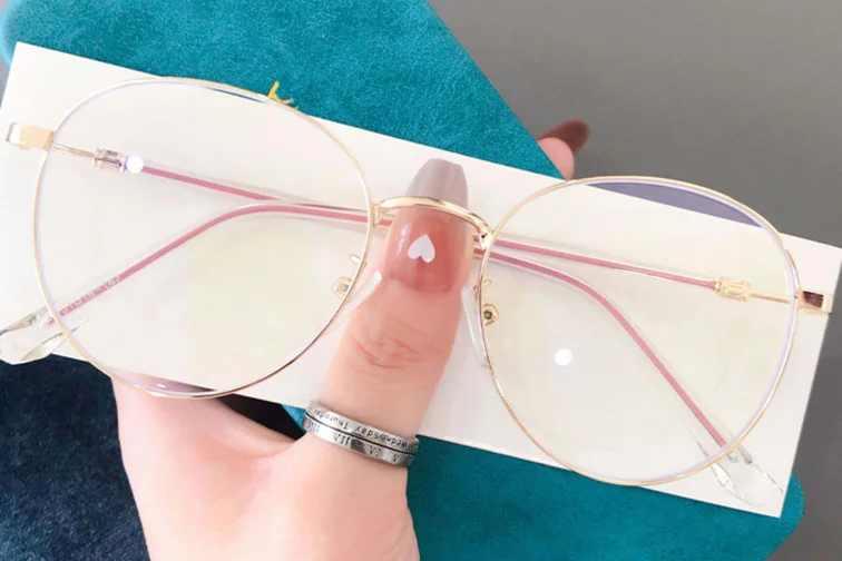Gafas ovaladas de metal rosa #BS0406-0164