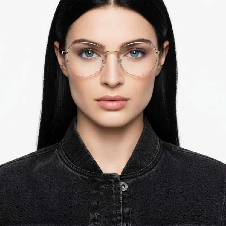 Gafas ovaladas de metal rosa #BS0406-0164