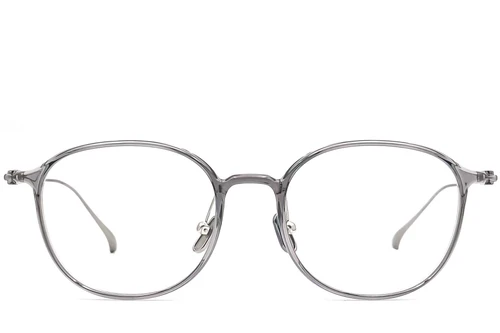 Lunettes ovales en titane gris #BS0406-0168