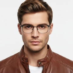 Gafas rectangulares de metal negro #BS0406-0172