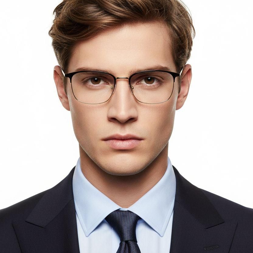 Rectangular Golden Metal Glasses #BS0406-0173