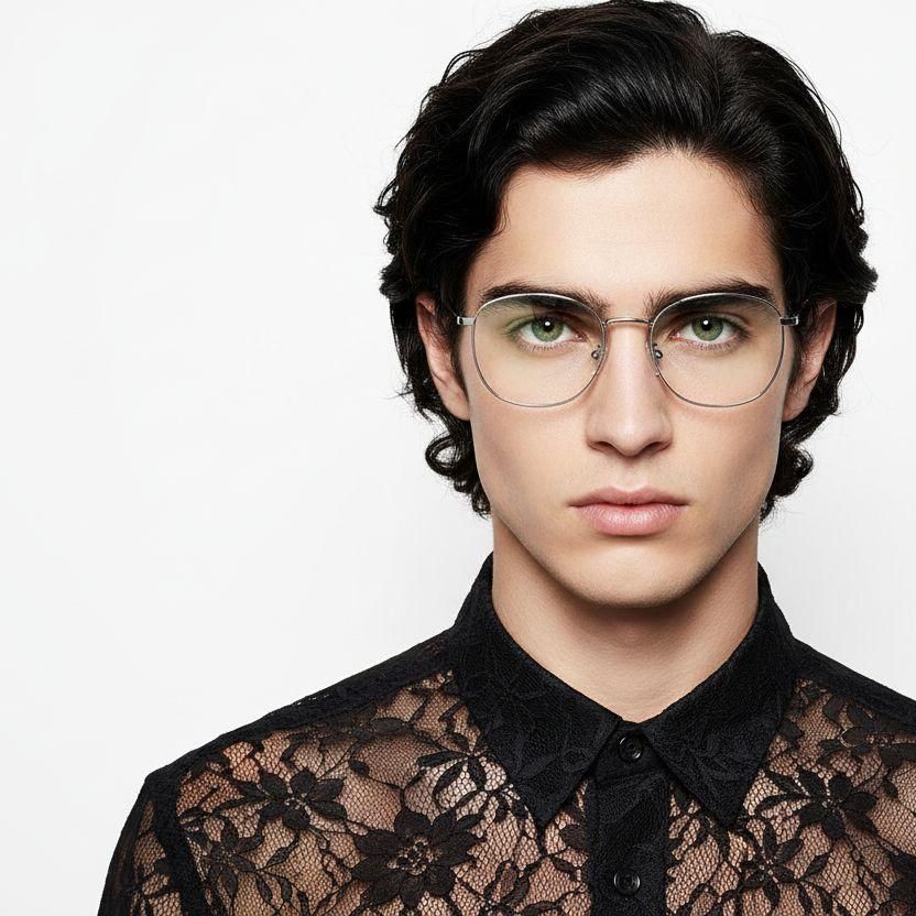 Vasos rectangulares de metal plateado #BS0406-0182