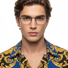 Rechteckige schwarze Titanbrille #BS0406-0188