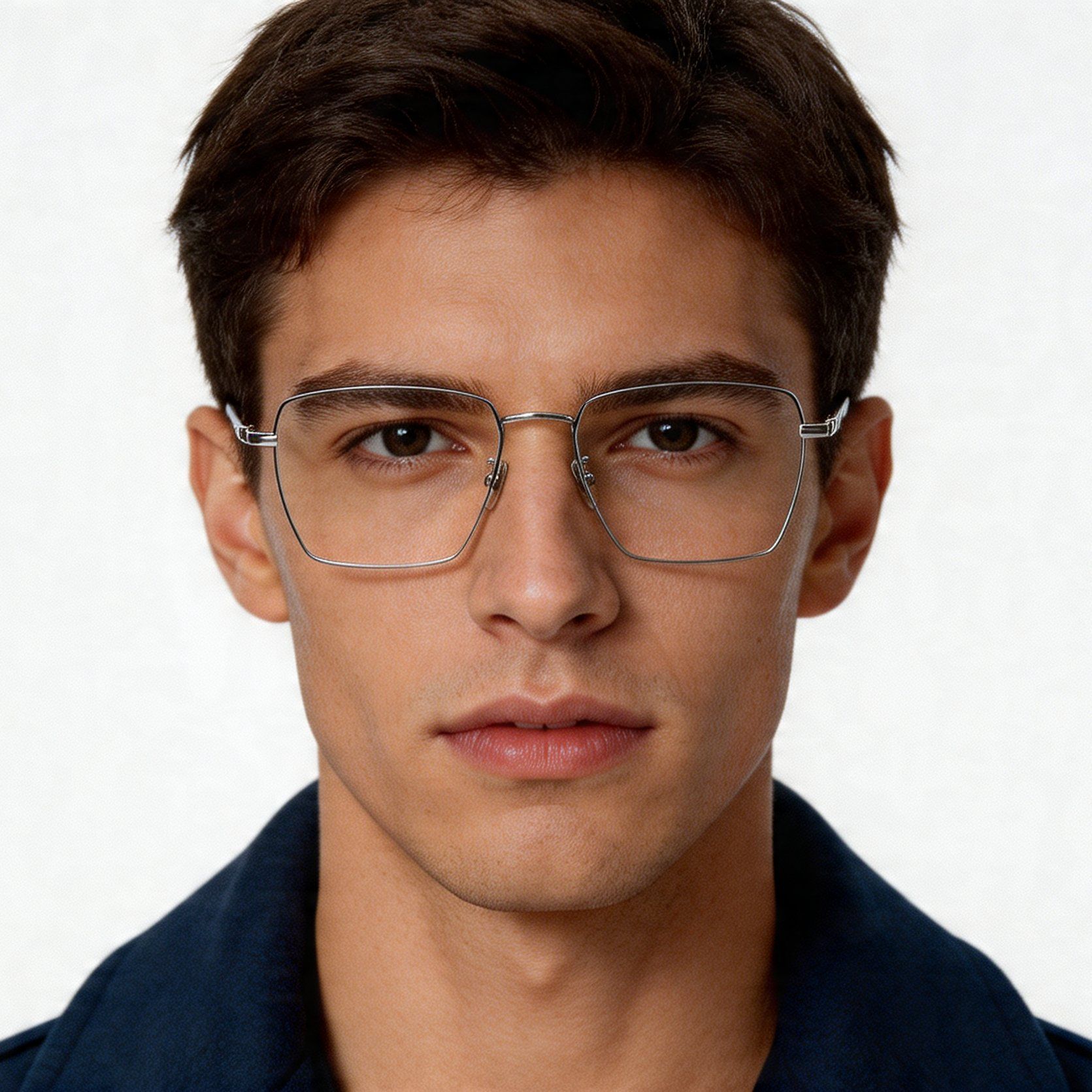 Rectangular Silver Titanium Glasses #BS0406-0190