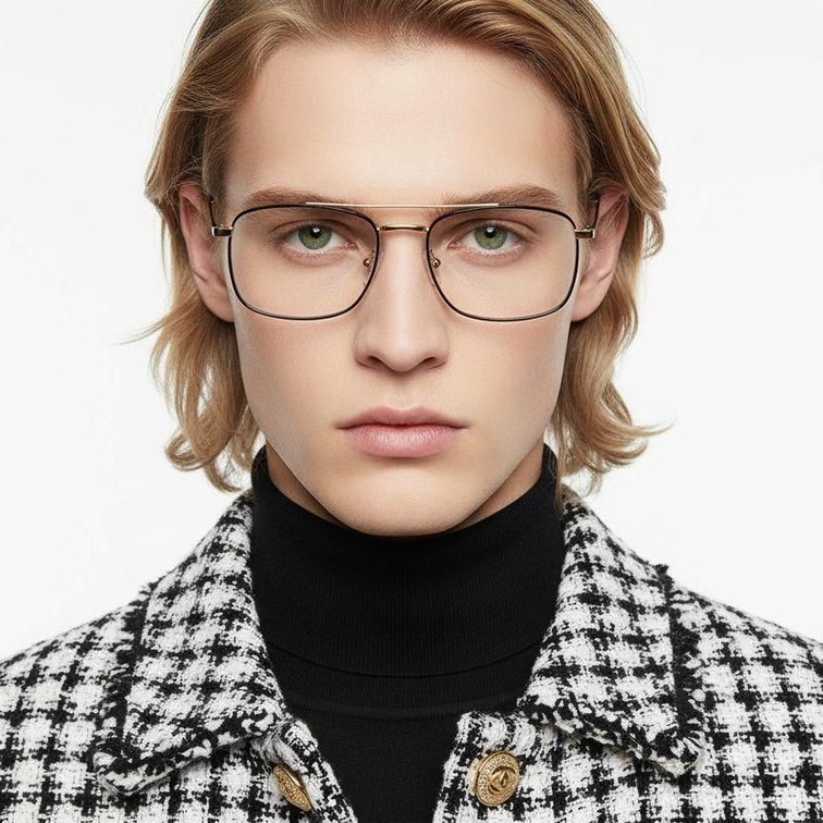 Occhiali da aviatore in metallo dorato #BS0406-0193