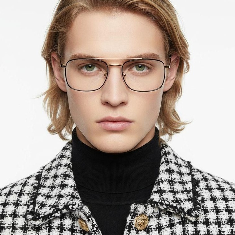 Gafas de aviador de metal dorado #BS0406-0193