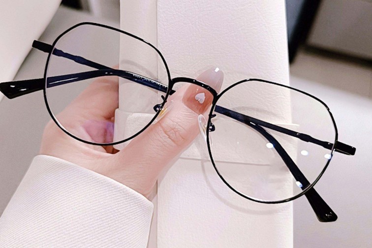 Gafas geométricas de metal negro #BS0406-0196