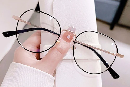 Lunettes géométriques en métal rose #BS0406-0197