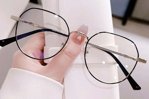 Lunettes géométriques en métal argenté #BS0406-0198