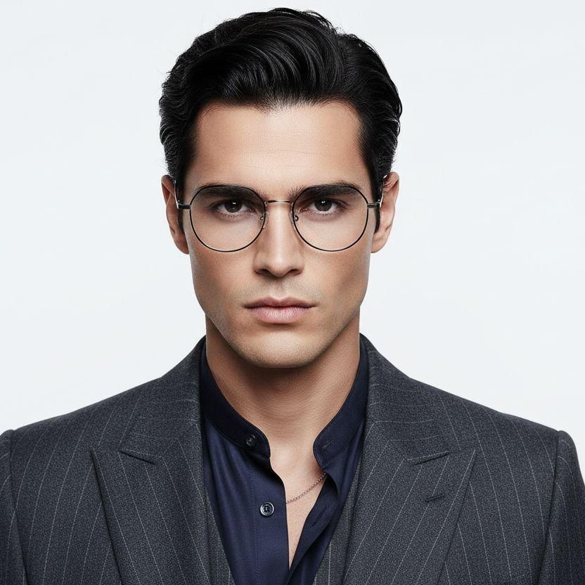 Gafas geométricas de metal plateado #BS0406-0198