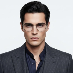 Gafas geométricas de metal plateado #BS0406-0198