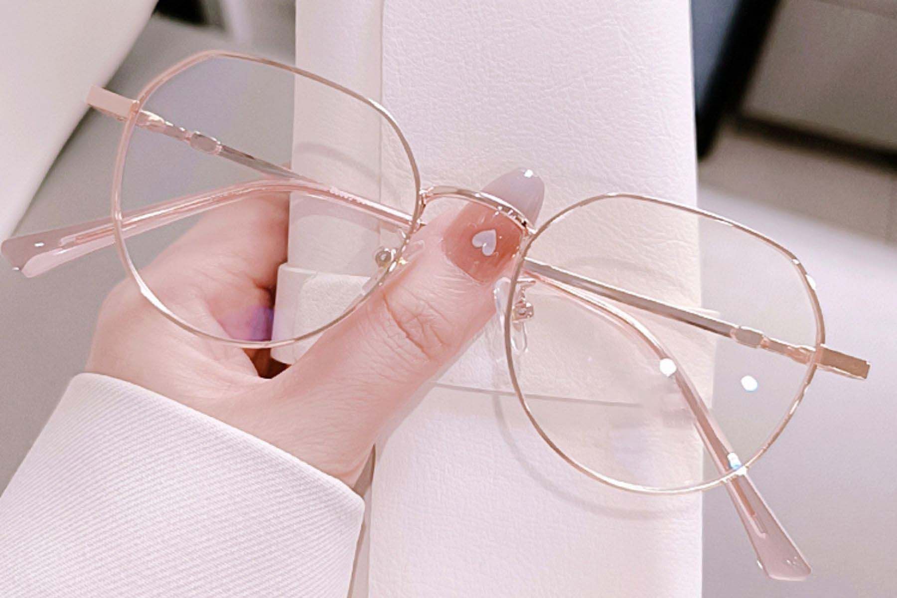 Geometric Pink Metal Glasses #BS0406-0199
