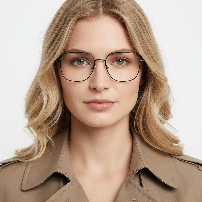 Rechteckige schwarze Metallbrille #BS0406-0201