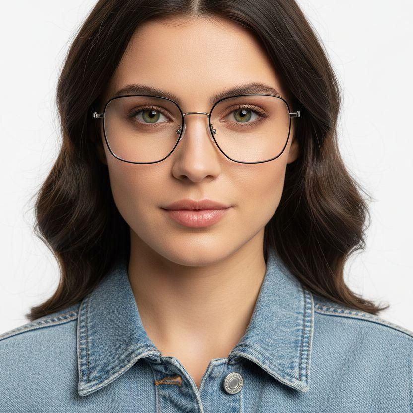 Rectangular Silver Metal Glasses #BS0406-0205