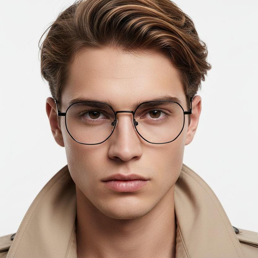 Gafas geométricas de metal negro #BS0406-0206