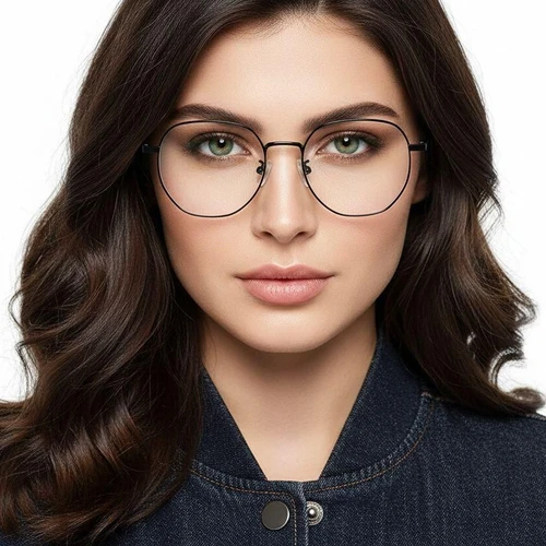 Gafas geométricas de metal negro #BS0406-0206