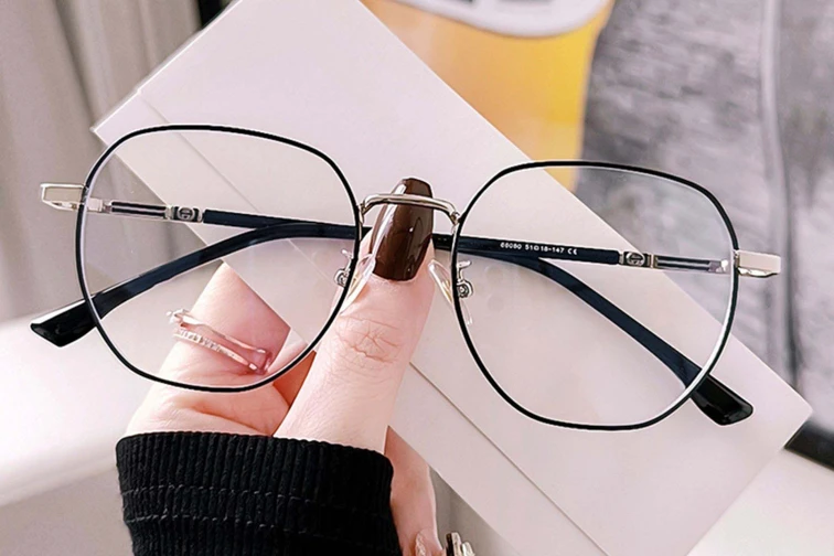 Gafas geométricas de metal plateado #BS0406-0207