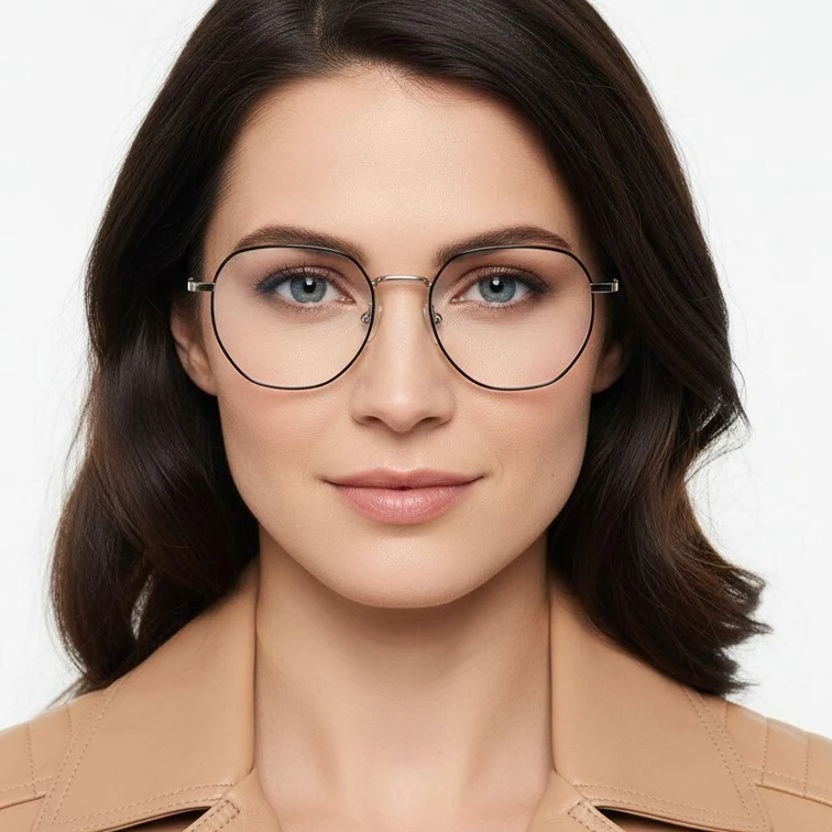 Gafas geométricas de metal plateado #BS0406-0207
