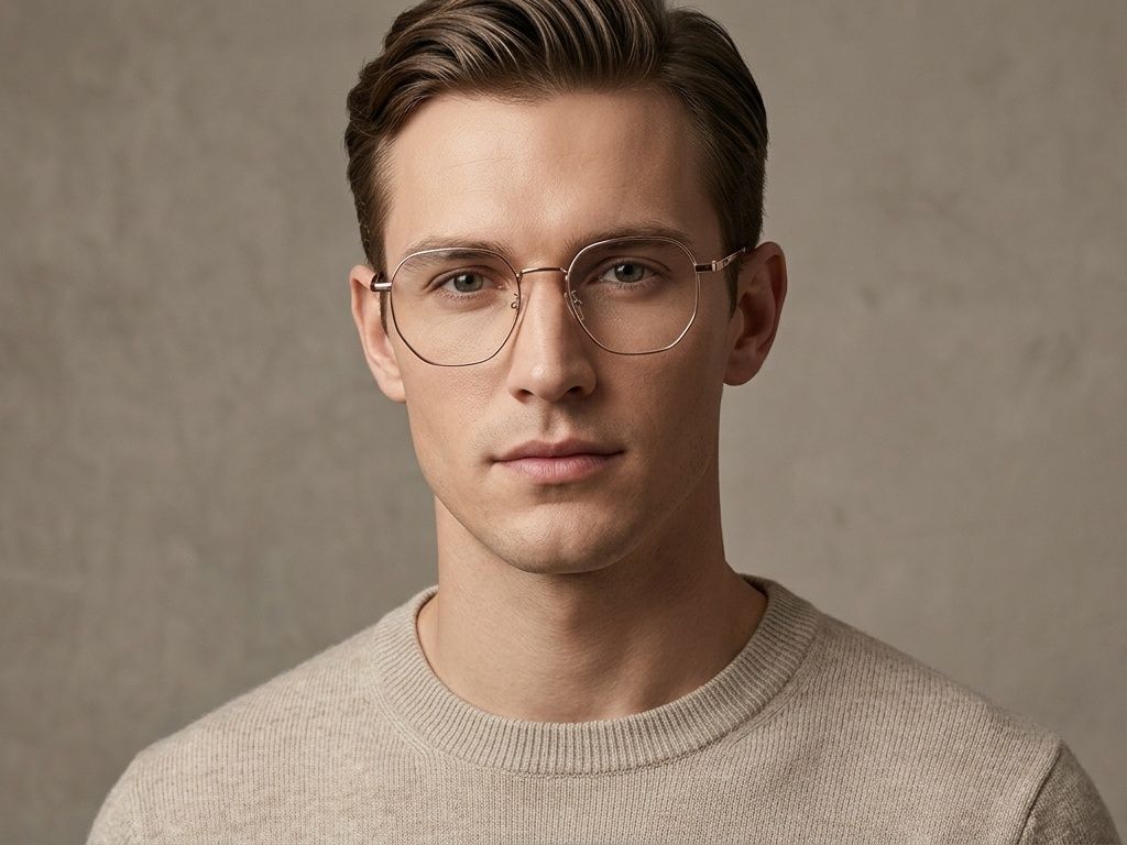 Gafas geométricas de metal rosa #BS0406-0208