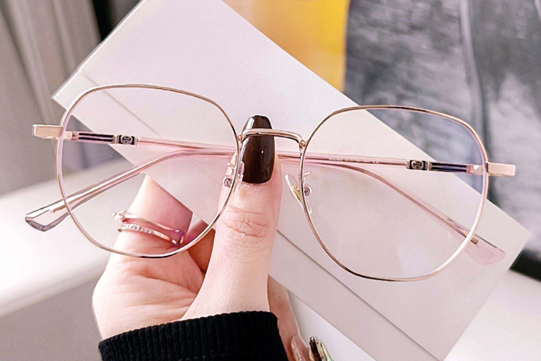 Geometric Pink Metal Glasses #BS0406-0208