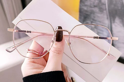 Lunettes géométriques en métal rose #BS0406-0208