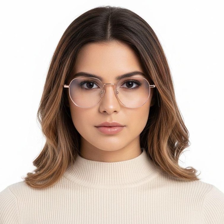 Lunettes géométriques en métal rose #BS0406-0208