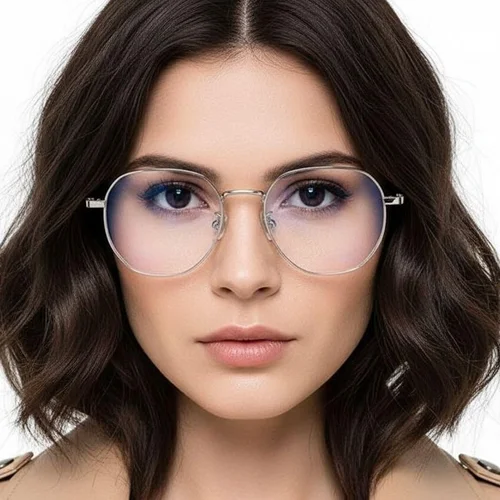 Lunettes géométriques en métal argenté #BS0406-0209