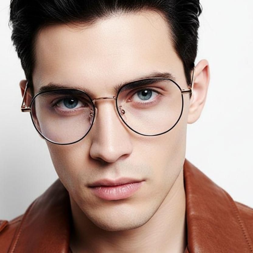 Oval Golden Metal Glasses #BS0406-0212