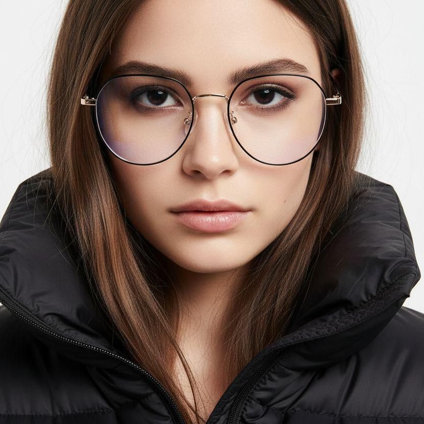 Oval Golden Metal Glasses #BS0406-0212