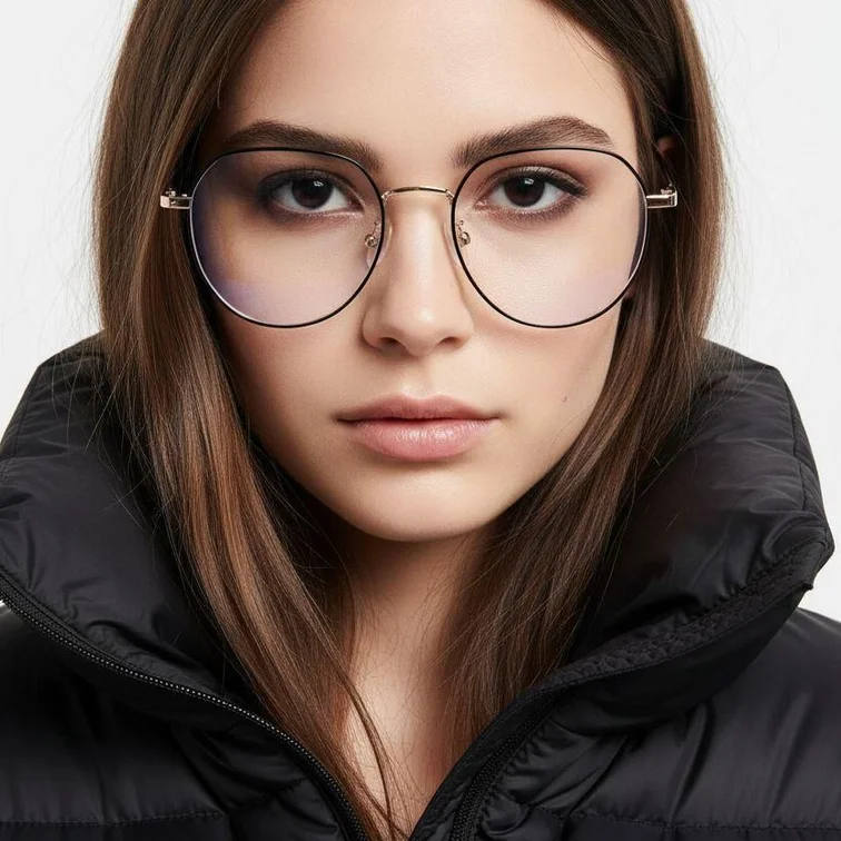 Gafas ovaladas de metal dorado #BS0406-0212