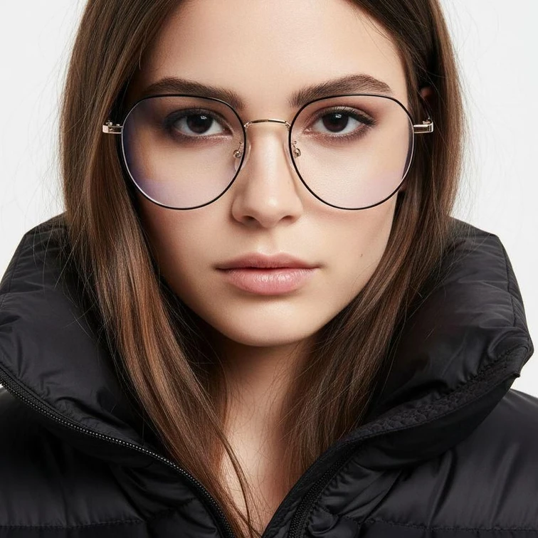 Gafas ovaladas de metal dorado #BS0406-0212