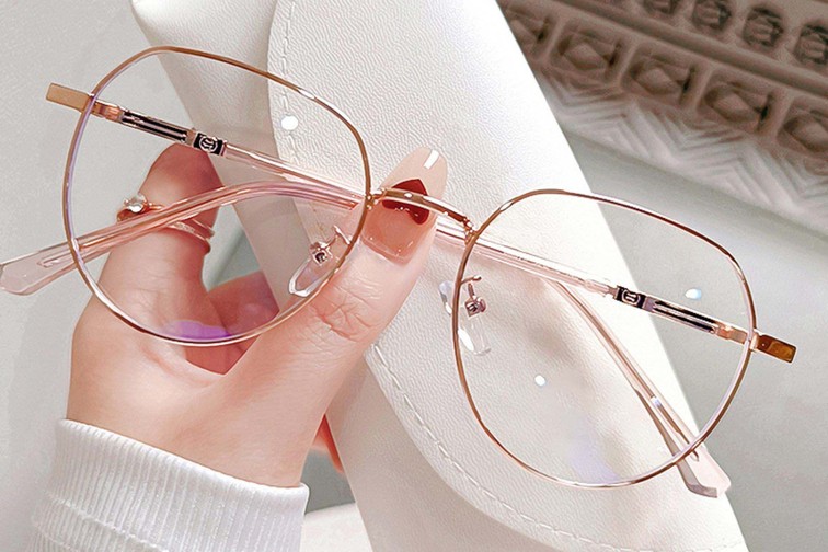 Oval Pink Metal Glasses #BS0406-0214