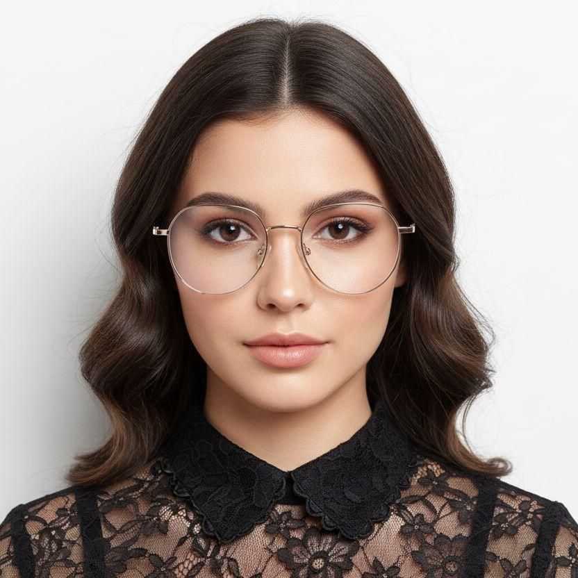 Oval Silver Metal Glasses #BS0406-0215