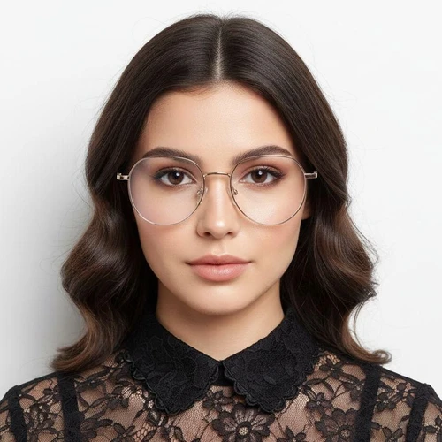 Gafas ovaladas de metal plateado #BS0406-0215