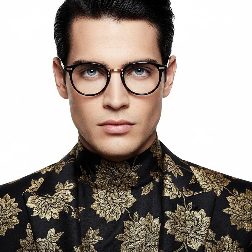 Gafas ovaladas de metal dorado #BS0406-0245