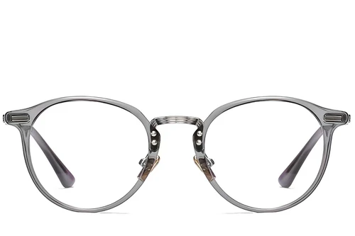 Lunettes ovales en métal gris #BS0406-0247