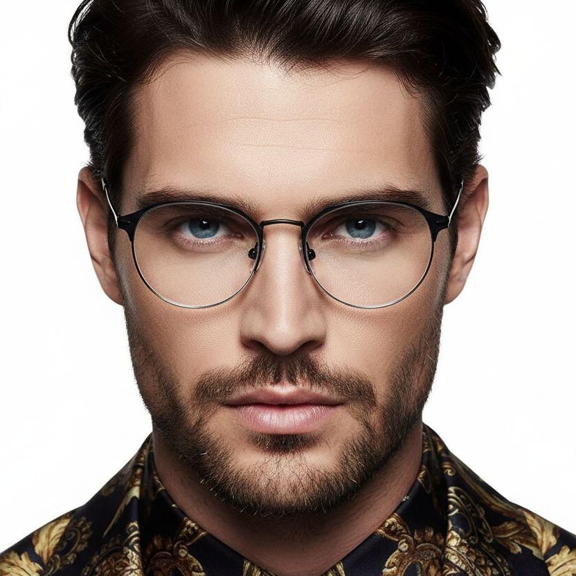 Halbrandlose schwarze Metallbrille #BS0406-0249