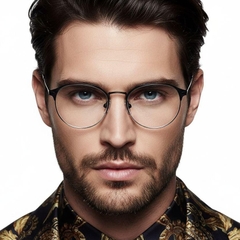 Gafas de metal negro semi al aire #BS0406-0249