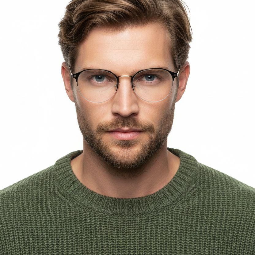 Occhiali semi-senza montatura in metallo dorato #BS0406-0250