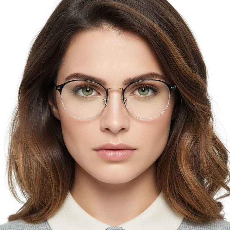 Semi-rimless Golden Metal Glasses #BS0406-0250