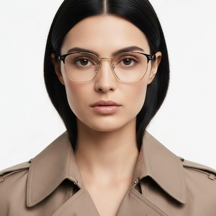 Gafas de metal dorado semi al aire #BS0406-0253
