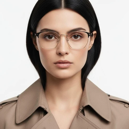 Semi-rimless Golden Metal Glasses #BS0406-0253