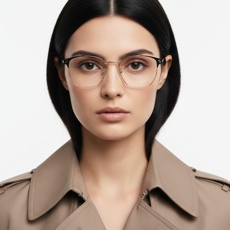 Gafas de metal dorado semi al aire #BS0406-0253